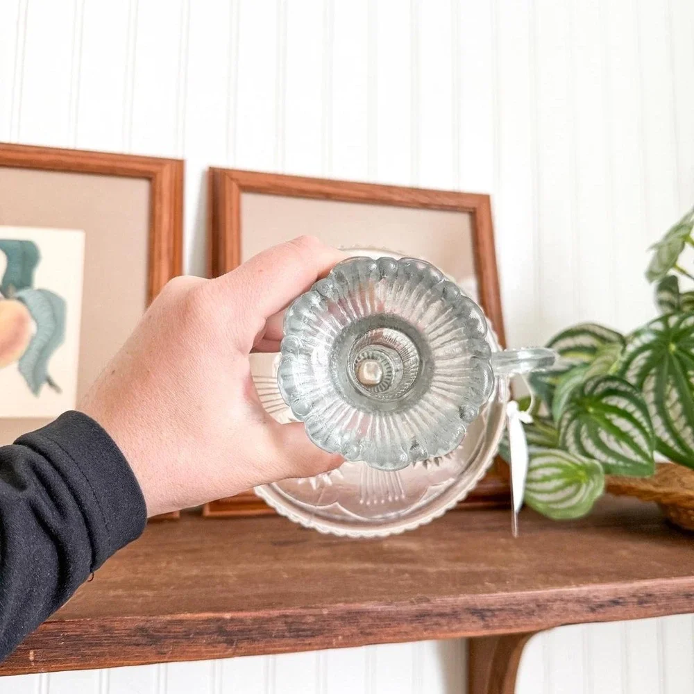 Pressed Glass Candle Holder